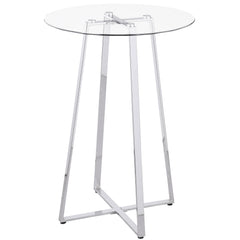 Zanella Round 30-inch Glass Top Bistro Bar Table Chrome