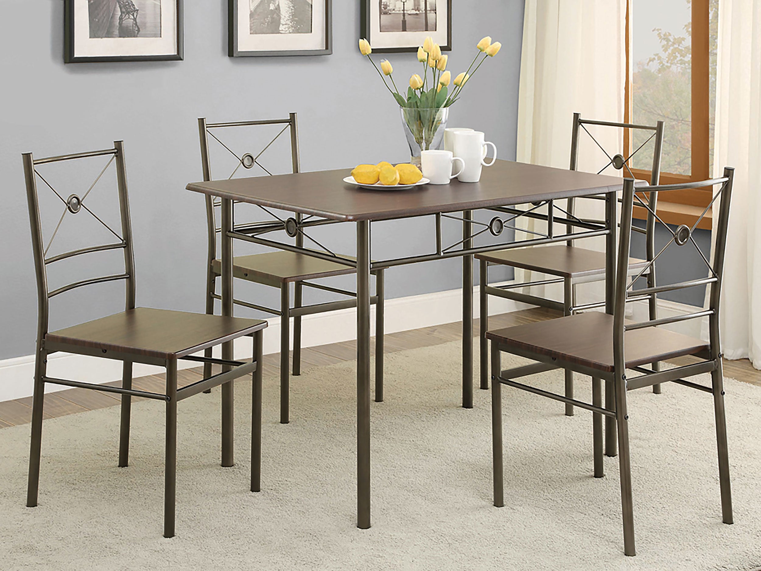 Orleans Furniture - Coaster - Anna 5-piece Rectangular Dining Table Set Dark Bronze - 100033