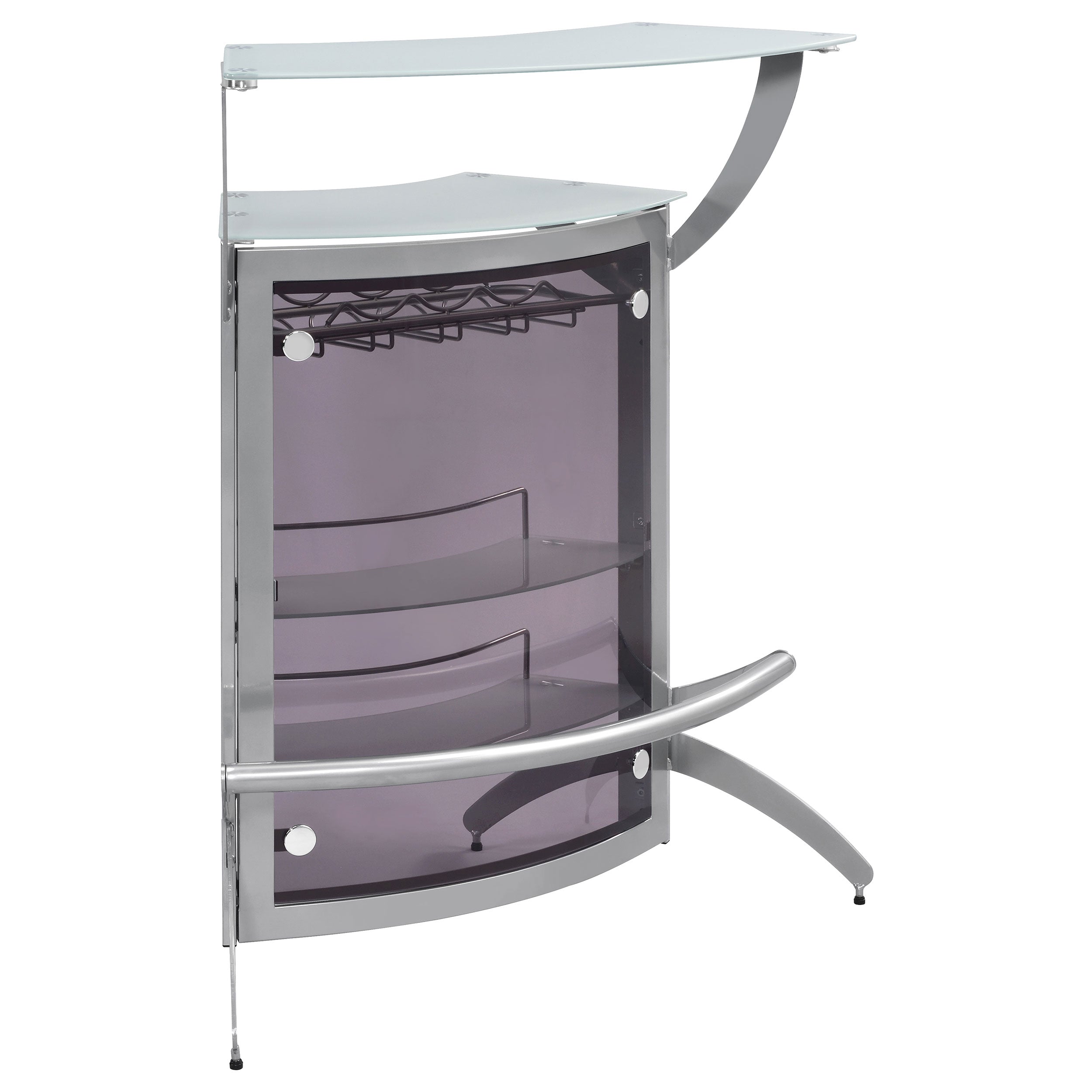 Orleans Furniture - Coaster - Dallas 2-shelf Curved Freestanding Home Bar Cabinet Silver - 100135