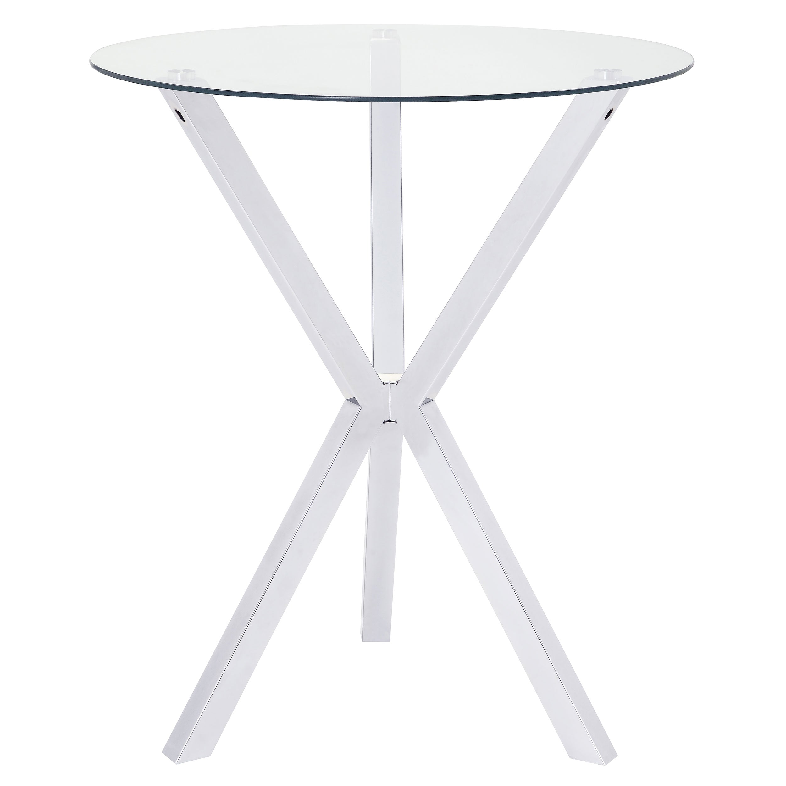 Orleans Furniture - Coaster - Denali Round 35-inch Glass Top Bistro Bar Table Chrome - 100186