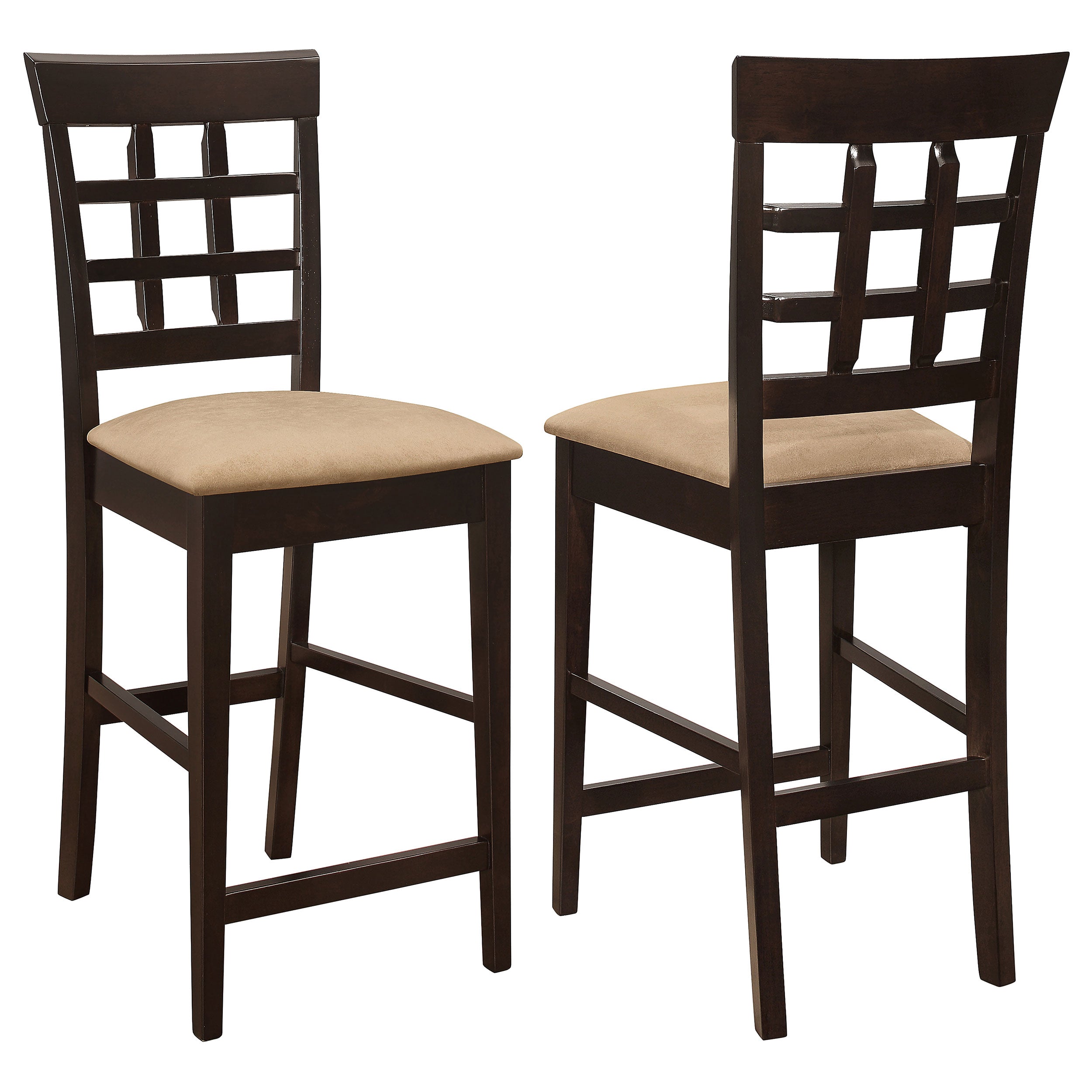 Orleans Furniture - Coaster - Gabriel Lattice Back Counter Chair Cappuccino (Set of 2) - 100209