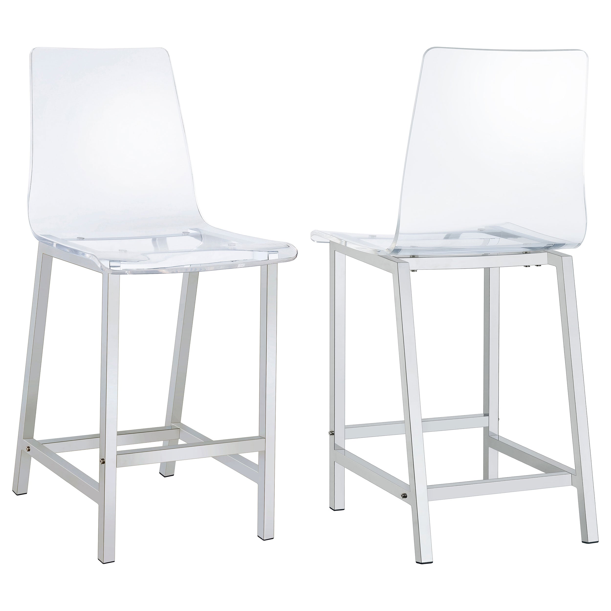 Orleans Furniture - Coaster - Juelia Clear Acrylic Counter Chair Chrome (Set of 2) - 100265