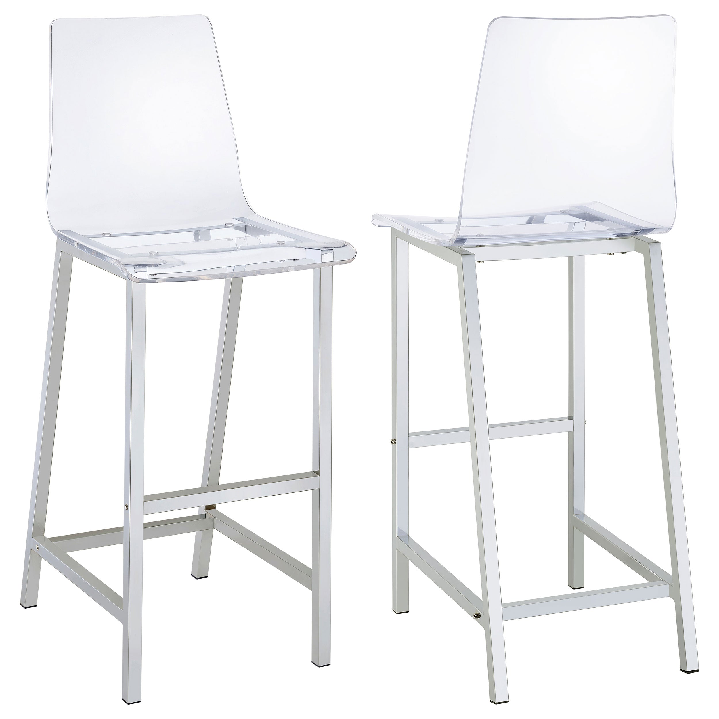 Orleans Furniture - Coaster - Juelia Clear Acrylic Bar Chair Chrome (Set of 2) - 100295