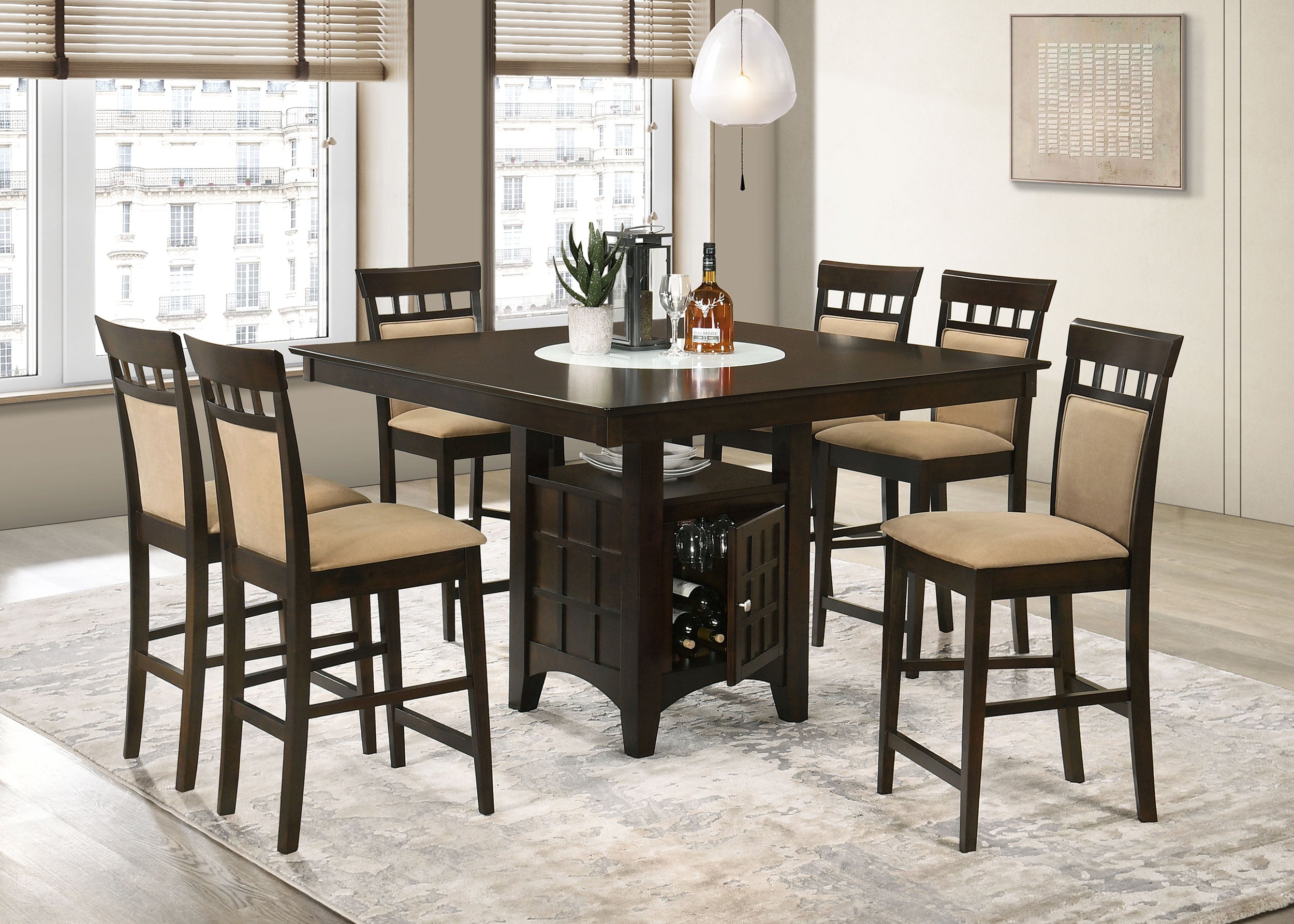 Orleans Furniture - Coaster - Gabriel 7-piece Square Counter Height Dining Set Cappuccino - 100438-S7A