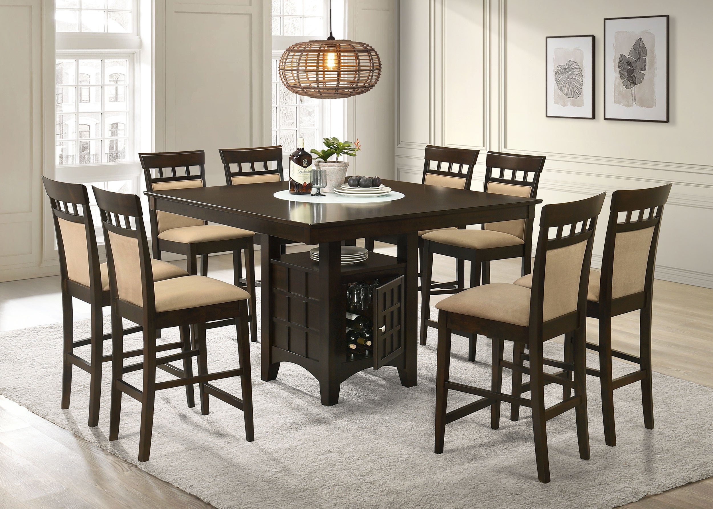 Orleans Furniture - Coaster - Gabriel 9-piece Square Counter Height Dining Set Cappuccino - 100438-S9A
