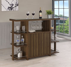 Orleans Furniture - Coaster - Evelio 6-shelf Glass Top Home Bar Wine Cabinet Walnut - 100439