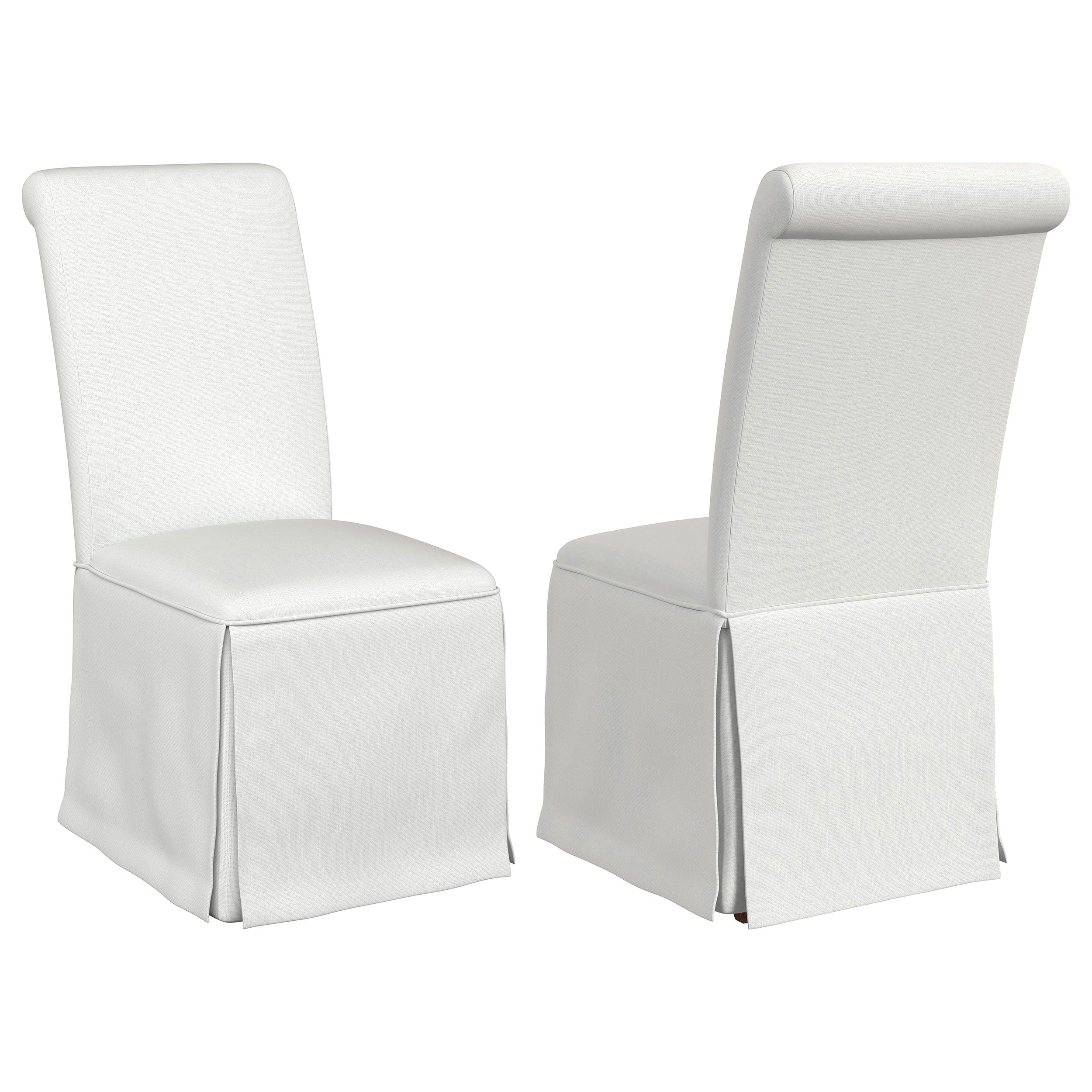 Orleans Furniture - Coaster - Shawna Upholstered Skirted Side Chair White (Set of 2) - 100748