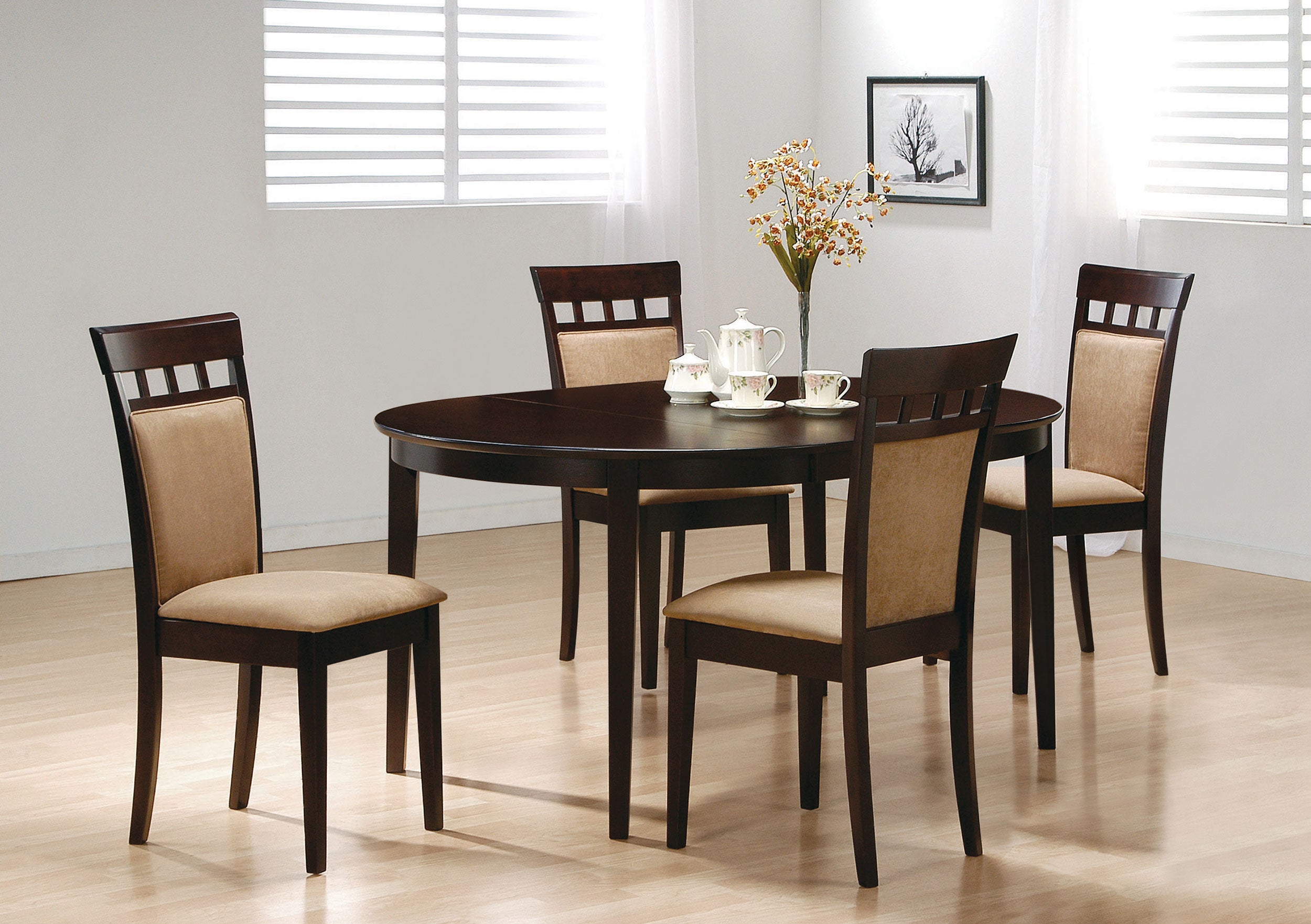 Orleans Furniture - Coaster - Gabriel 5-piece Extension Leaf Dining Table Set Cappuccino - 100770-S5A