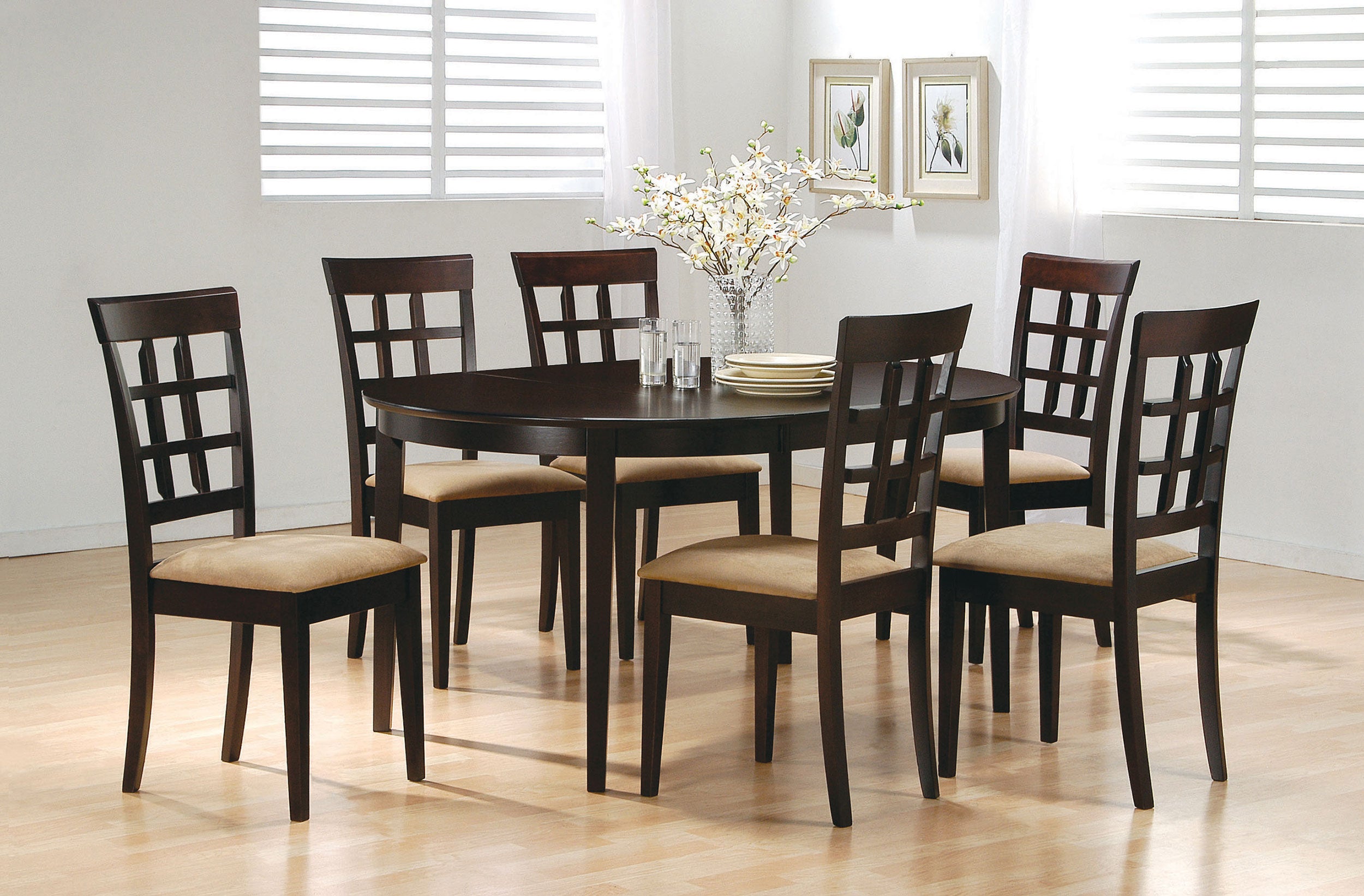 Orleans Furniture - Coaster - Gabriel 7-piece Extension Leaf Dining Table Set Cappuccino - 100770-S7