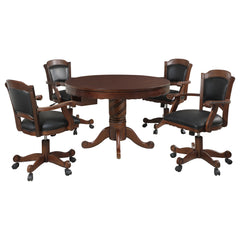 Turk 5-piece 3-in-1 Dining and Game Table Set Tobacco