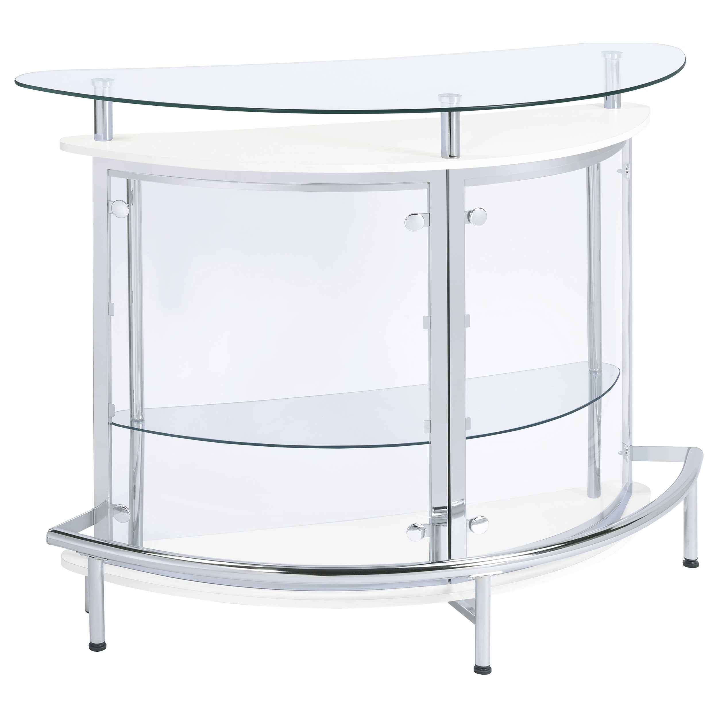 Orleans Furniture - Coaster - Amarillo Freestanding Glass Top Home Bar Wine Cabinet White - 101066