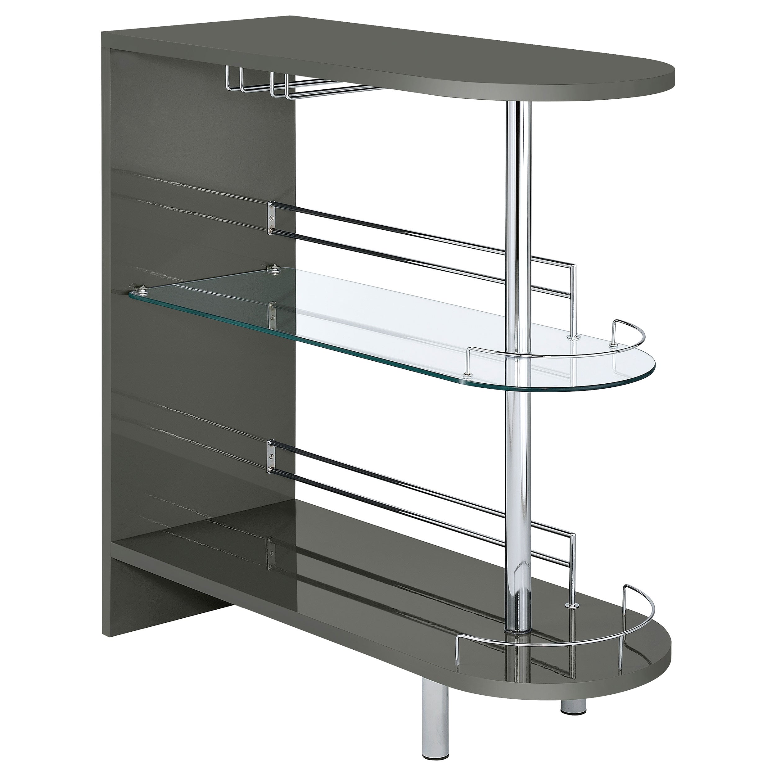 Orleans Furniture - Coaster - Adolfo Rectangular 2-tier Home Bar Table Grey High Gloss - 101073