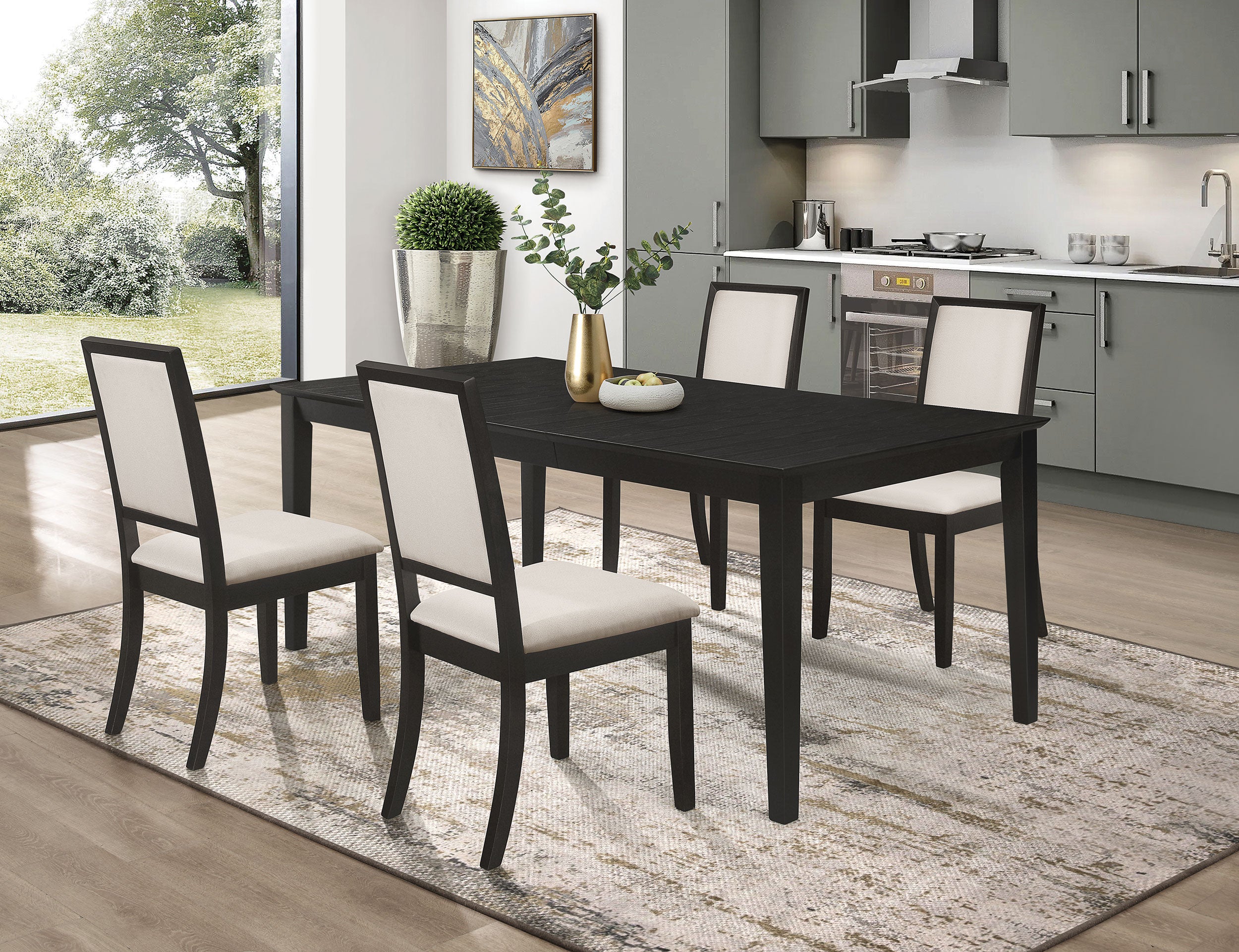 Orleans Furniture - Coaster - Louise 5-piece Rectangular Extension Leaf Dining Set Black - 101561-S5