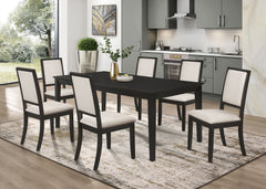 Orleans Furniture - Coaster - Louise 7-piece Rectangular Extension Leaf Dining Set Black - 101561-S7