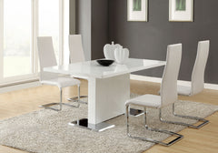 Orleans Furniture - Coaster - Anges 5-piece Dining Table Set White High Gloss and White - 102310-S5W