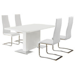 Anges 5-piece Dining Table Set White High Gloss and White