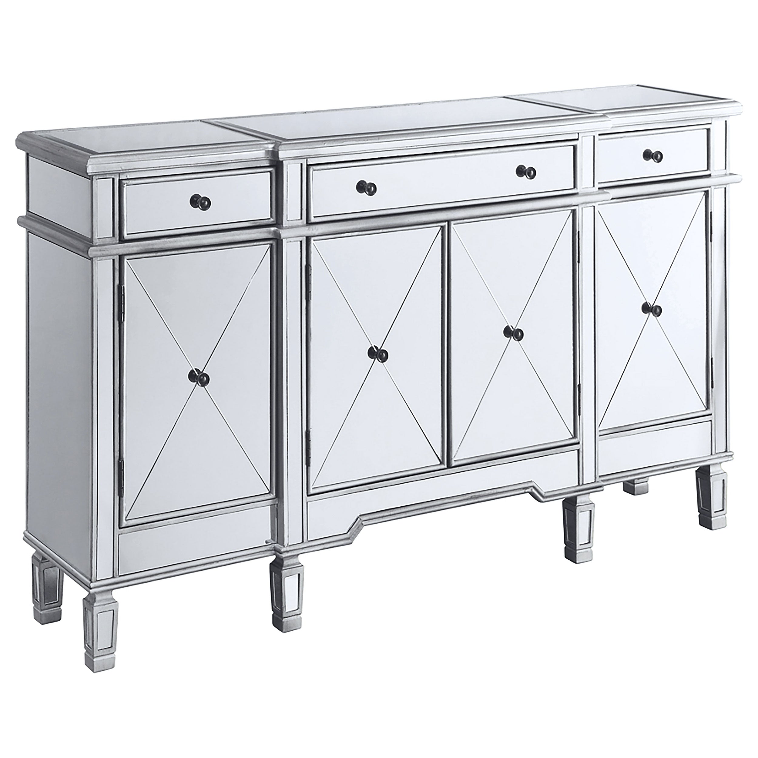 Orleans Furniture - Coaster - Aconitum 4-door Mirrored Storage Accent Cabinet Silver - 102595