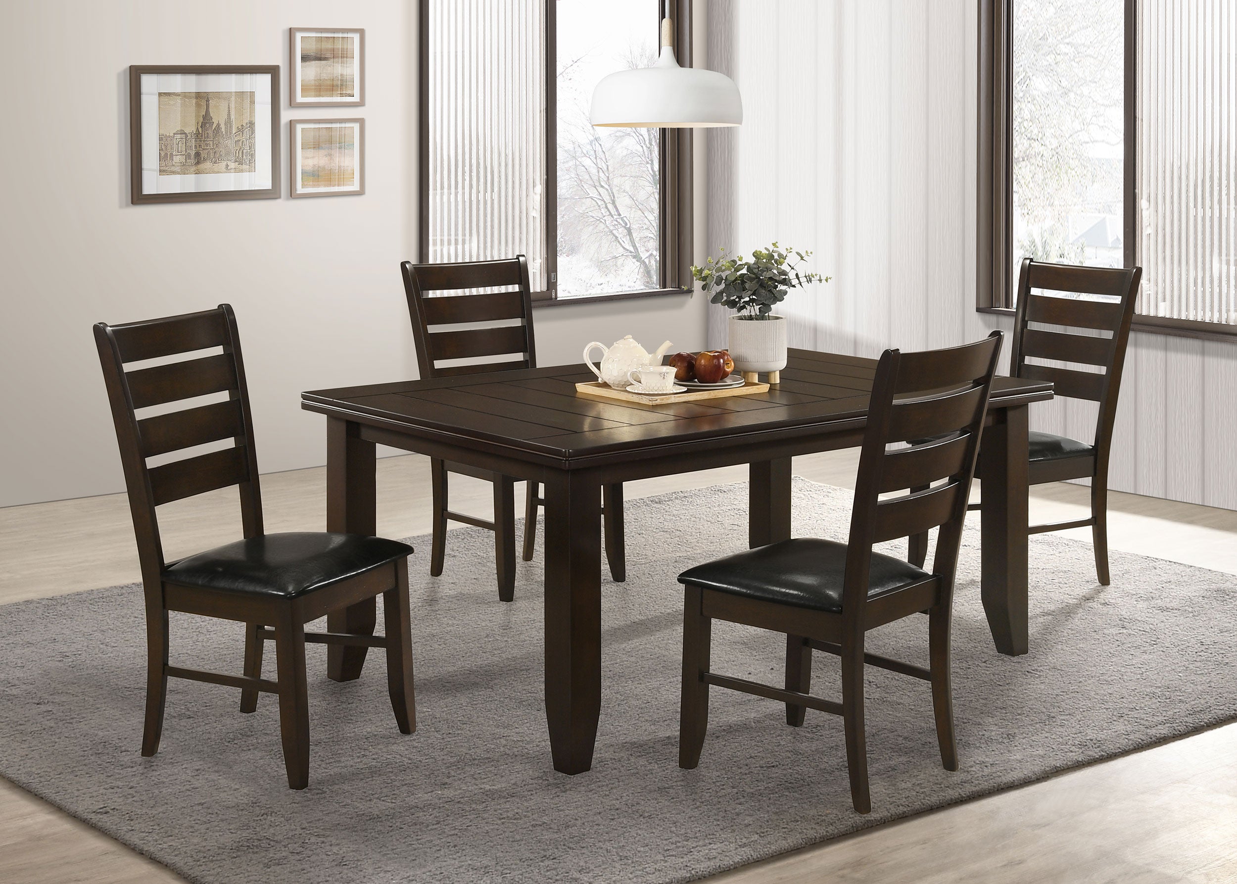 Orleans Furniture - Coaster - Dalila 5-piece Rectangular Dining Table Set Cappuccino - 102721-S5