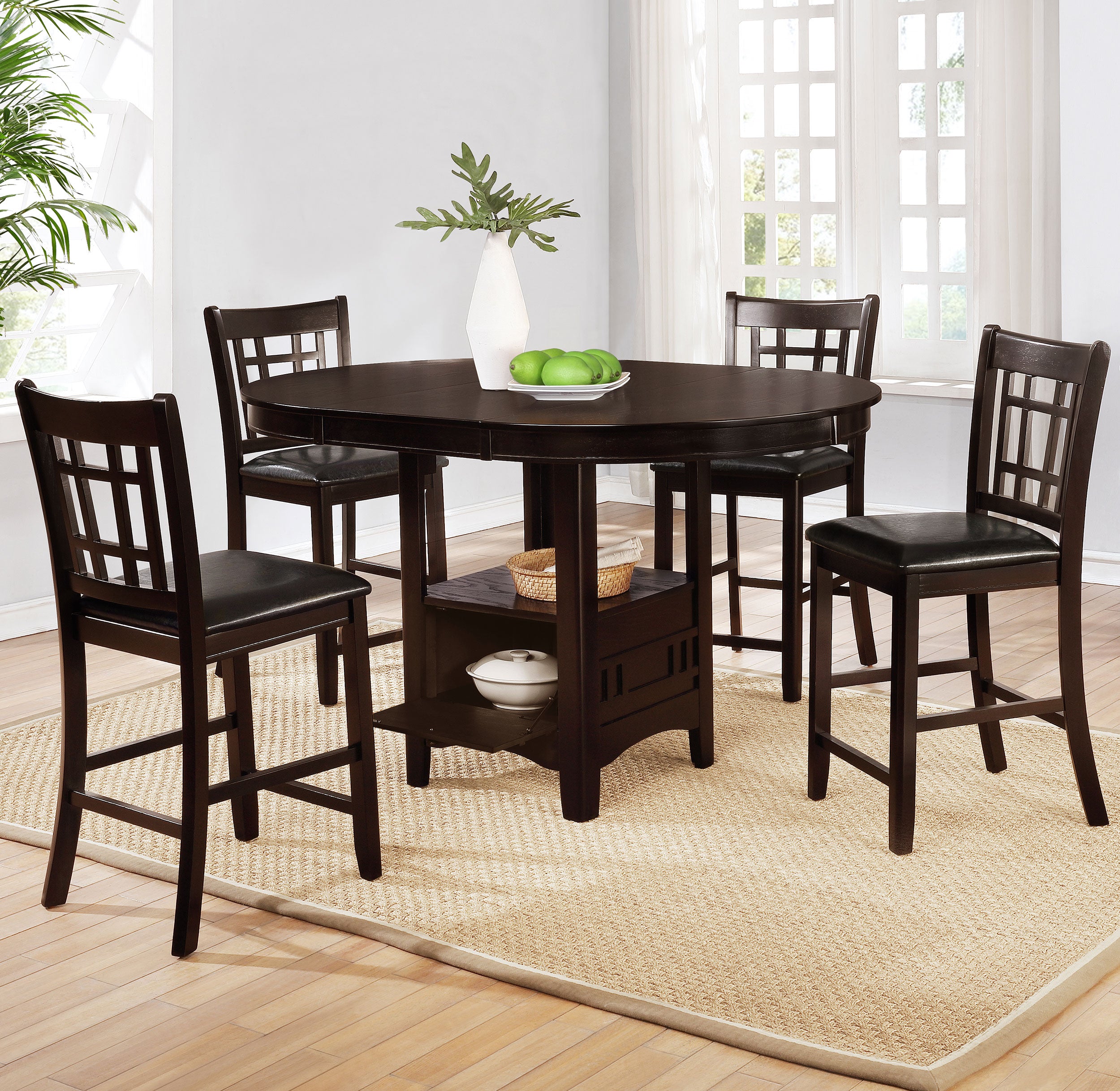 Orleans Furniture - Coaster - Lavon 5-piece Oval Counter Height Dining Set Espresso - 102888-S5