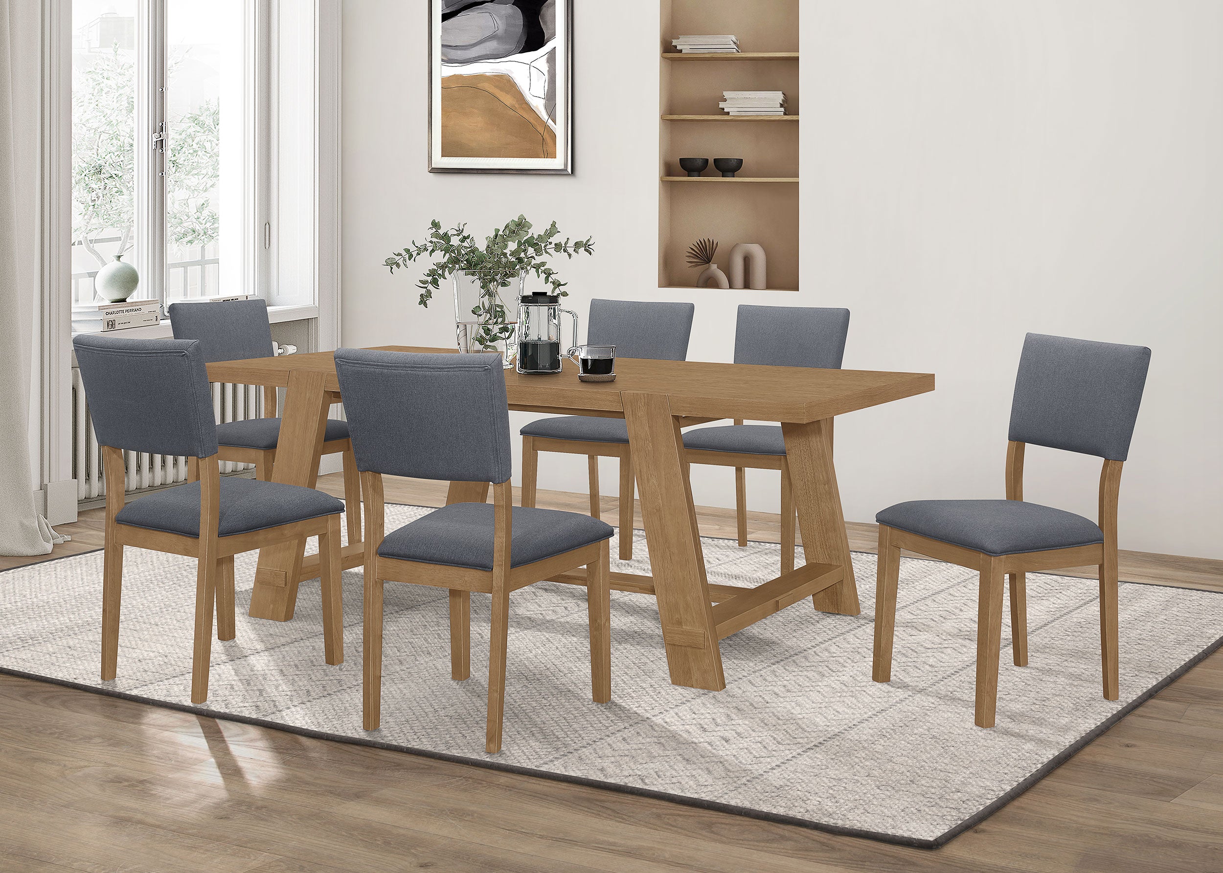 Orleans Furniture - Coaster - Sharon 7-piece Rectangular Dining Table Set Brown - 104171-S7