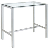 Orleans Furniture - Coaster - Tolbert Rectangular 47-inch Glass Top Pub Bar Table Chrome - 104873