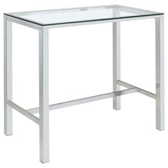 Orleans Furniture - Coaster - Tolbert Rectangular 47-inch Glass Top Pub Bar Table Chrome - 104873