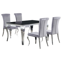 Carone 5-piece 61-inch Rectangular Black Glass Dining Set Grey