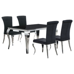Carone 5-piece 61-inch Rectangular Black Glass Dining Set Black
