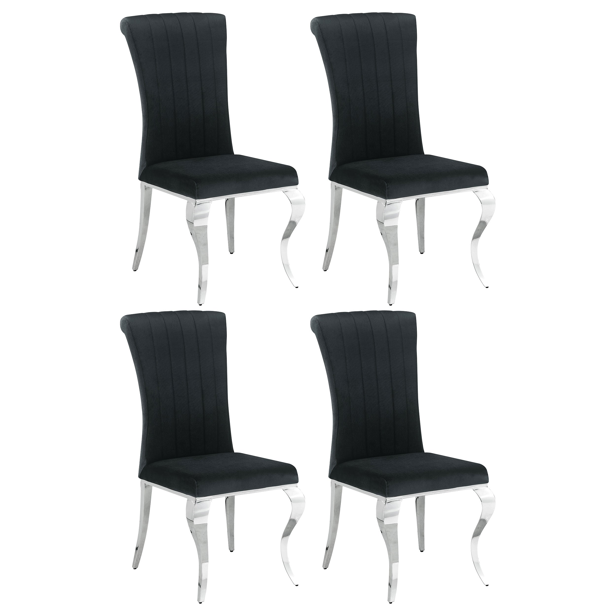 Orleans Furniture - Coaster - Betty Velvet Upholstered Dining Side Chair Black (Set of 4) - 105072