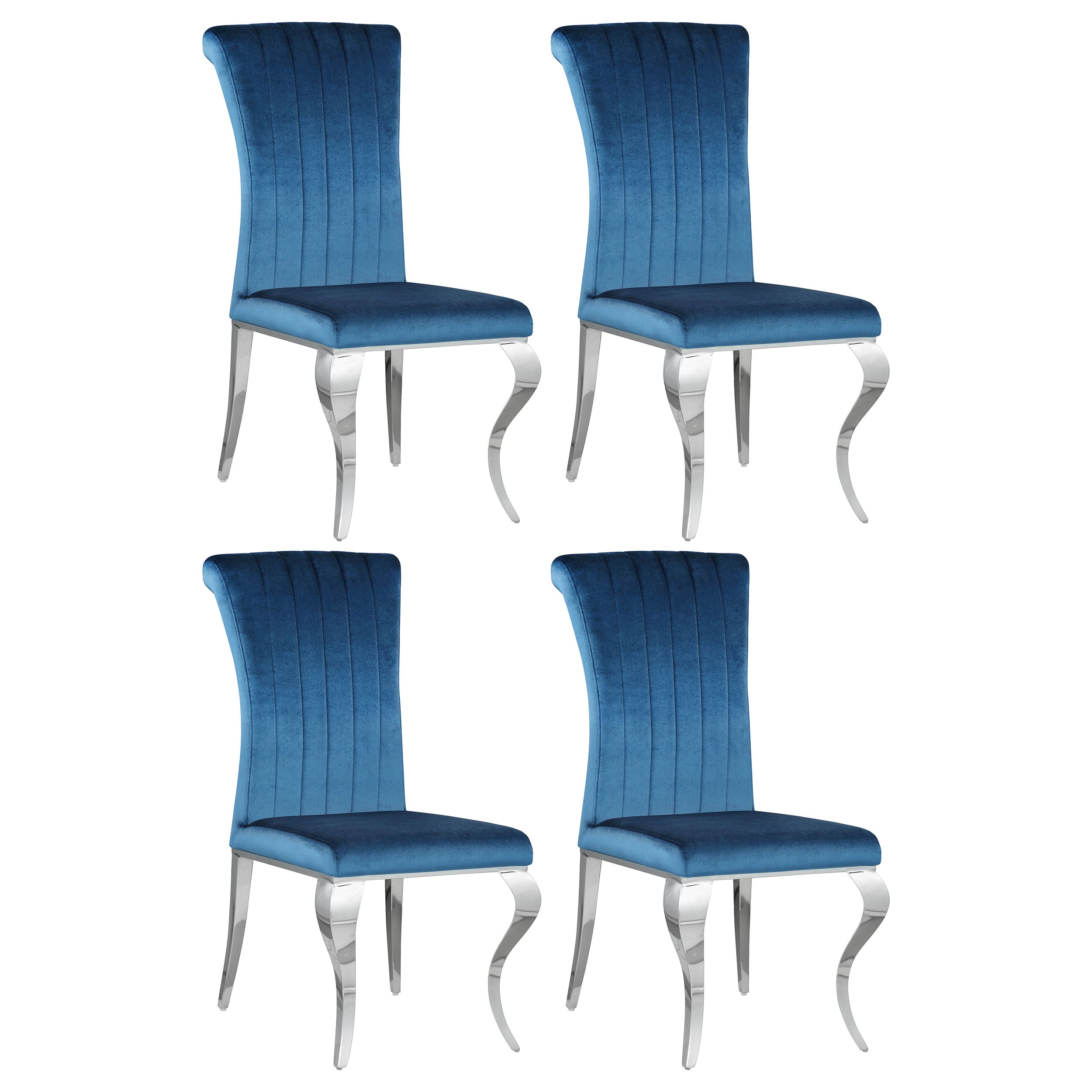 Orleans Furniture - Coaster - Betty Velvet Upholstered Dining Side Chair Blue (Set of 4) - 105076