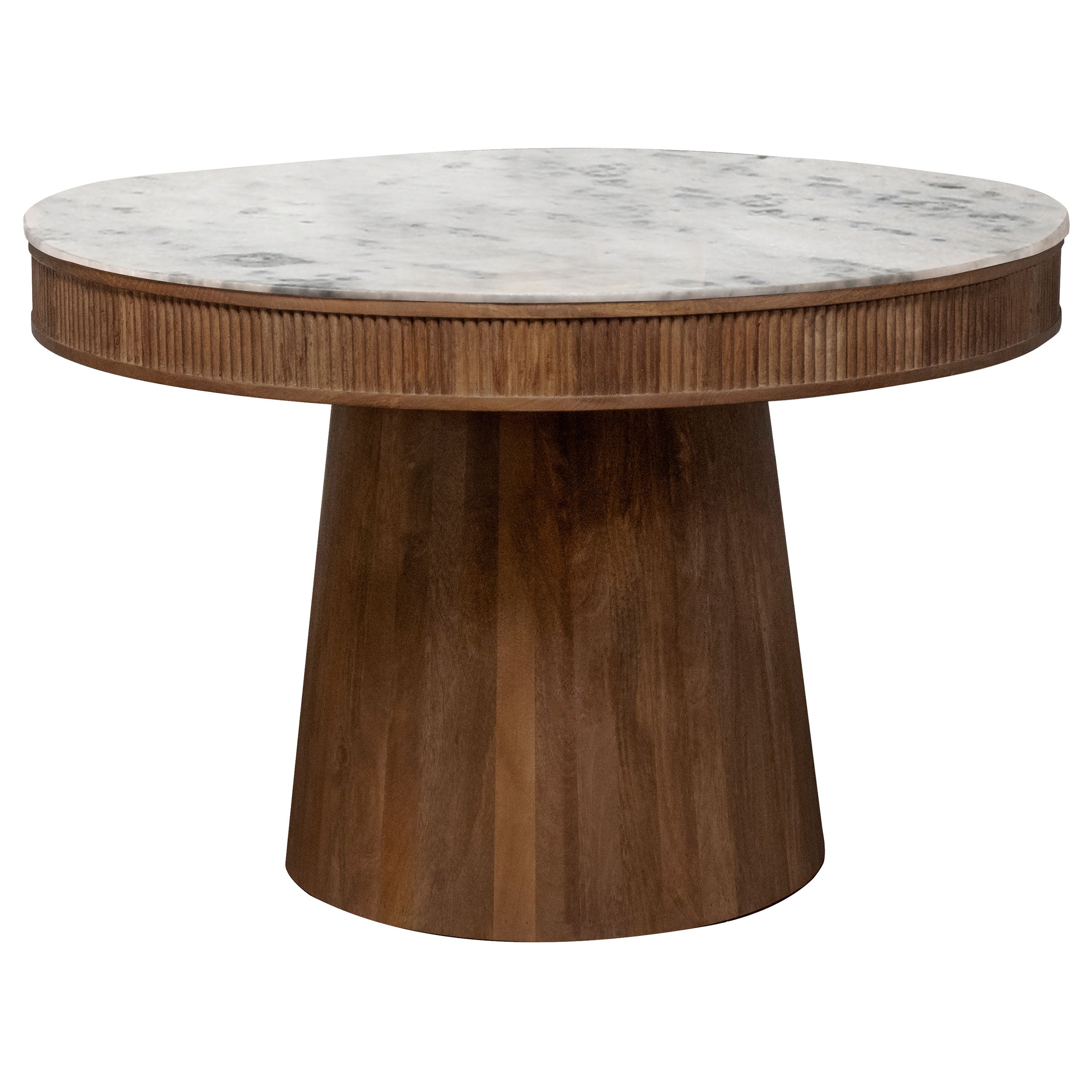 Orleans Furniture - Coaster - Ortega Round 46-inch Marble Top Wood Dining Table Natural - 105141