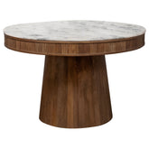 Orleans Furniture - Coaster - Ortega Round 46-inch Marble Top Wood Dining Table Natural - 105141