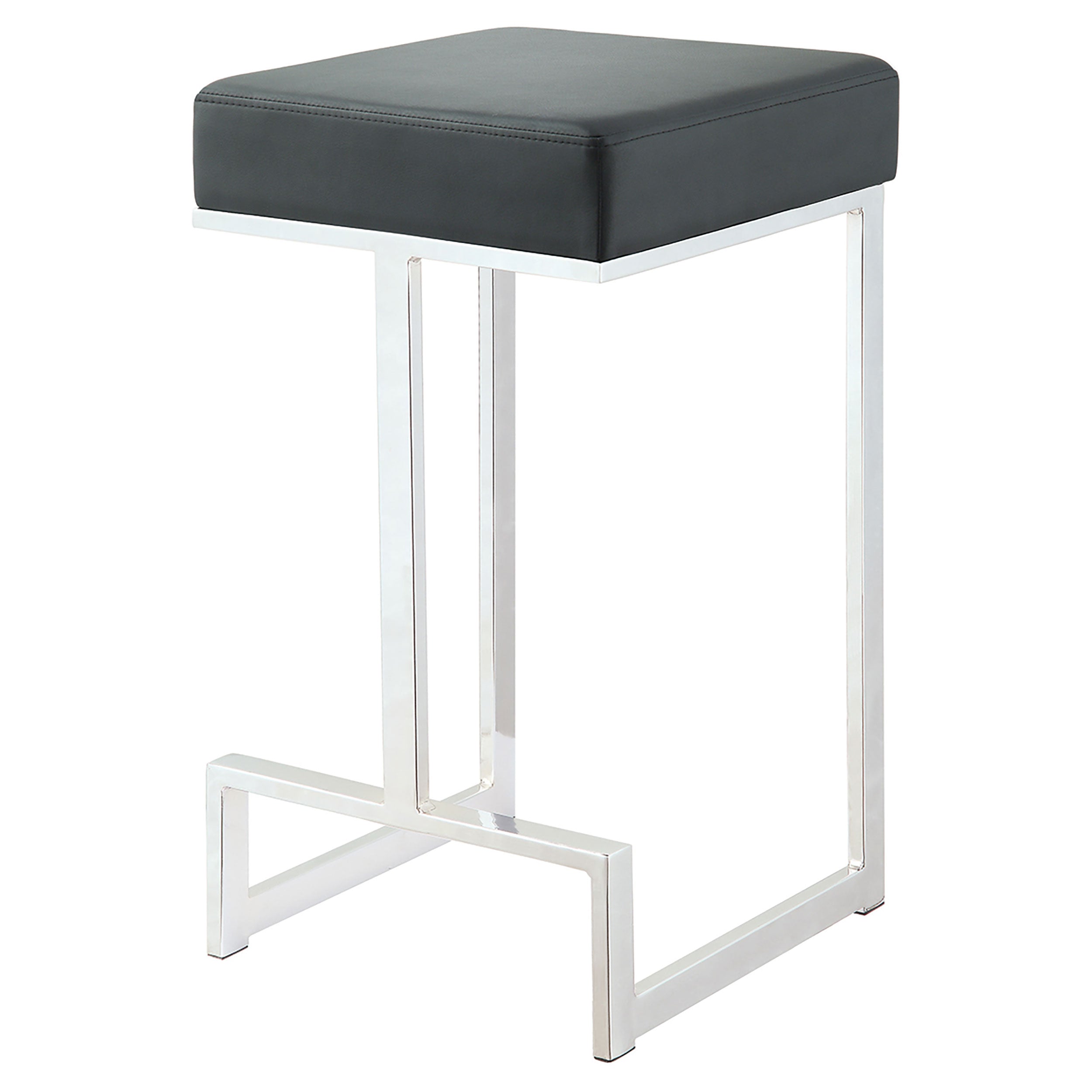 Orleans Furniture - Coaster - Gervase Square Counter Height Stool Black and Chrome - 105253