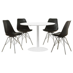 Lowry 5-piece Round Dining Table Set White and Black