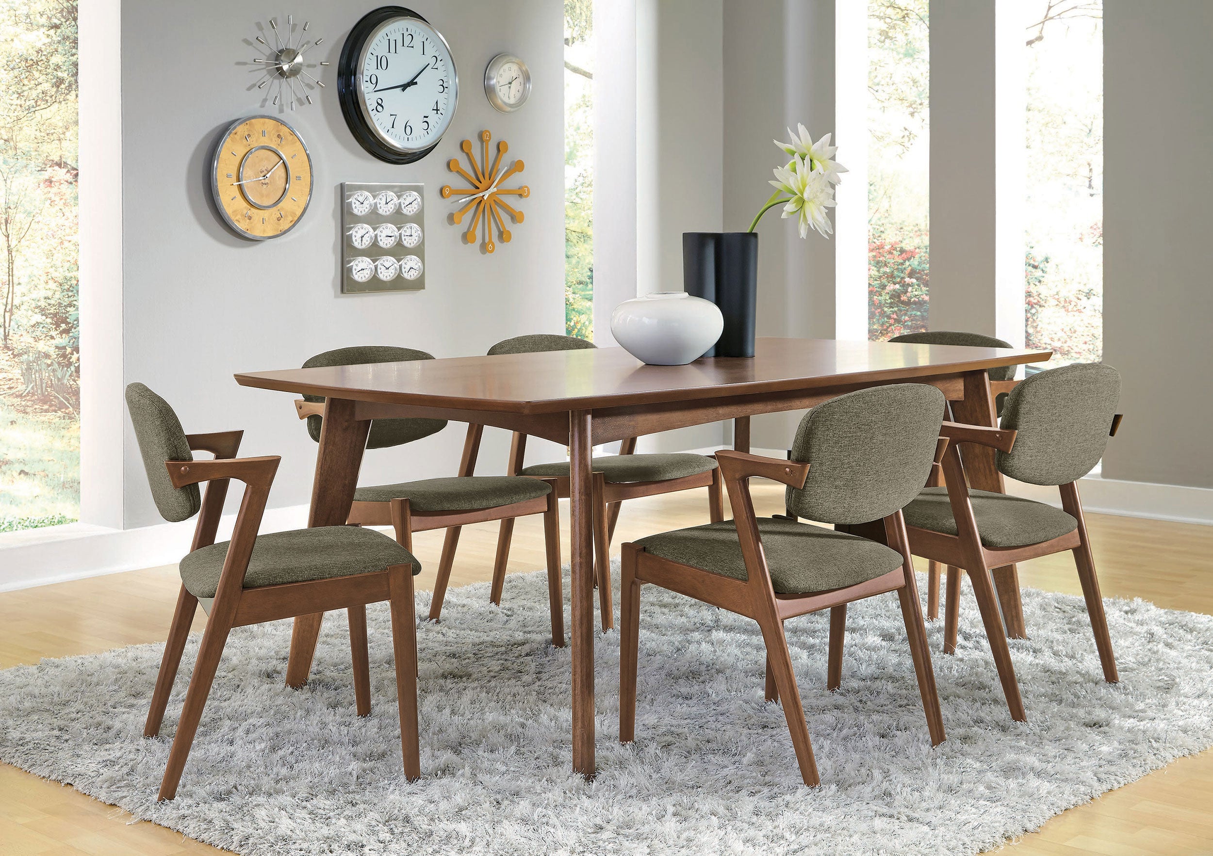 Orleans Furniture - Coaster - Malone 7-piece Rectangular Dining Table Set Dark Walnut - 105351-S7