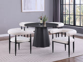 Orleans Furniture - Coaster - Camden 5-piece Round Faux Marble Top Dining Table Set Black - 105780-S5