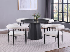 Orleans Furniture - Coaster - Camden 5-piece Round Faux Marble Top Dining Table Set Black - 105780-S5