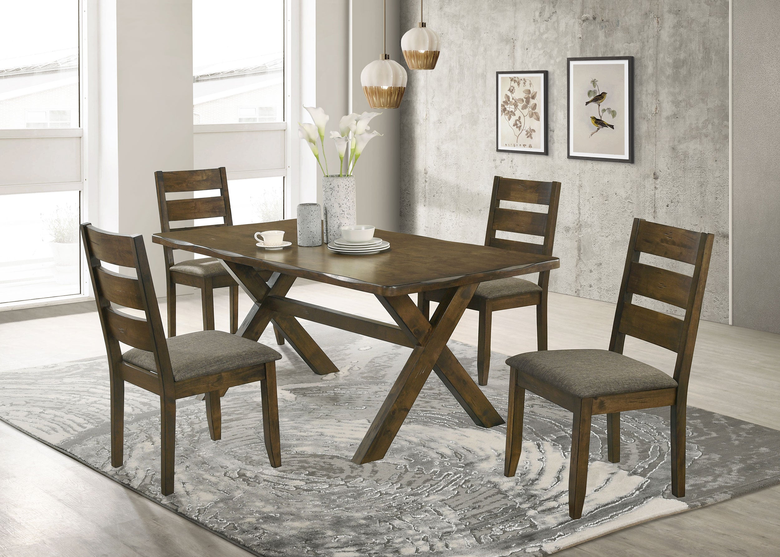 Orleans Furniture - Coaster - Alston 5-piece Rectangular Dining Table Set Knotty Nutmeg - 106381-S5
