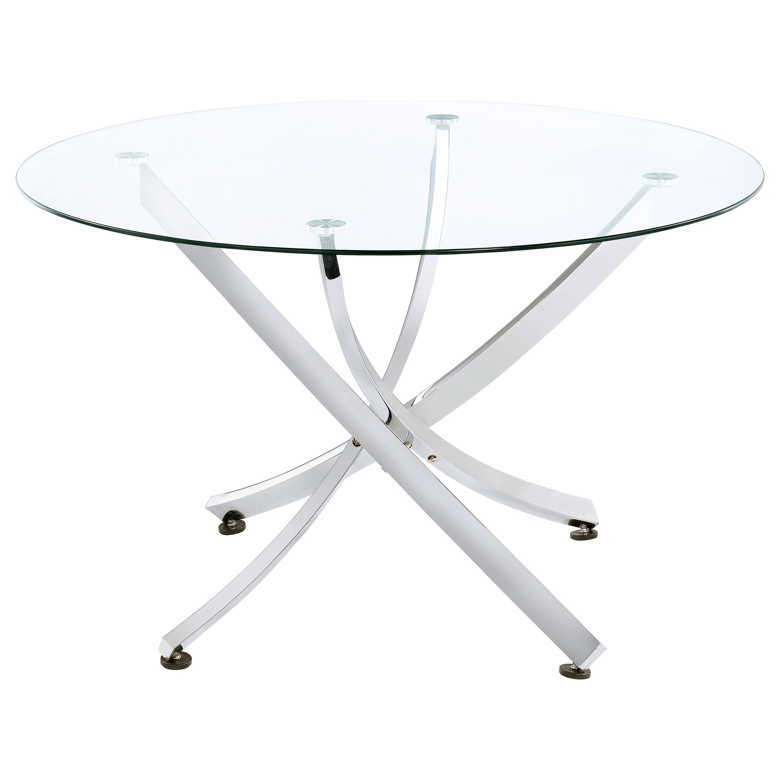 Orleans Furniture - Coaster - Beckham Round 46-inch Glass Top Dining Table Chrome - 106440