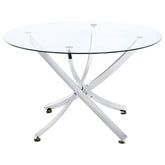 Orleans Furniture - Coaster - Beckham Round 46-inch Glass Top Dining Table Chrome - 106440