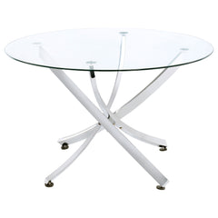 Orleans Furniture - Coaster - Beckham Round 46-inch Glass Top Dining Table Chrome - 106440
