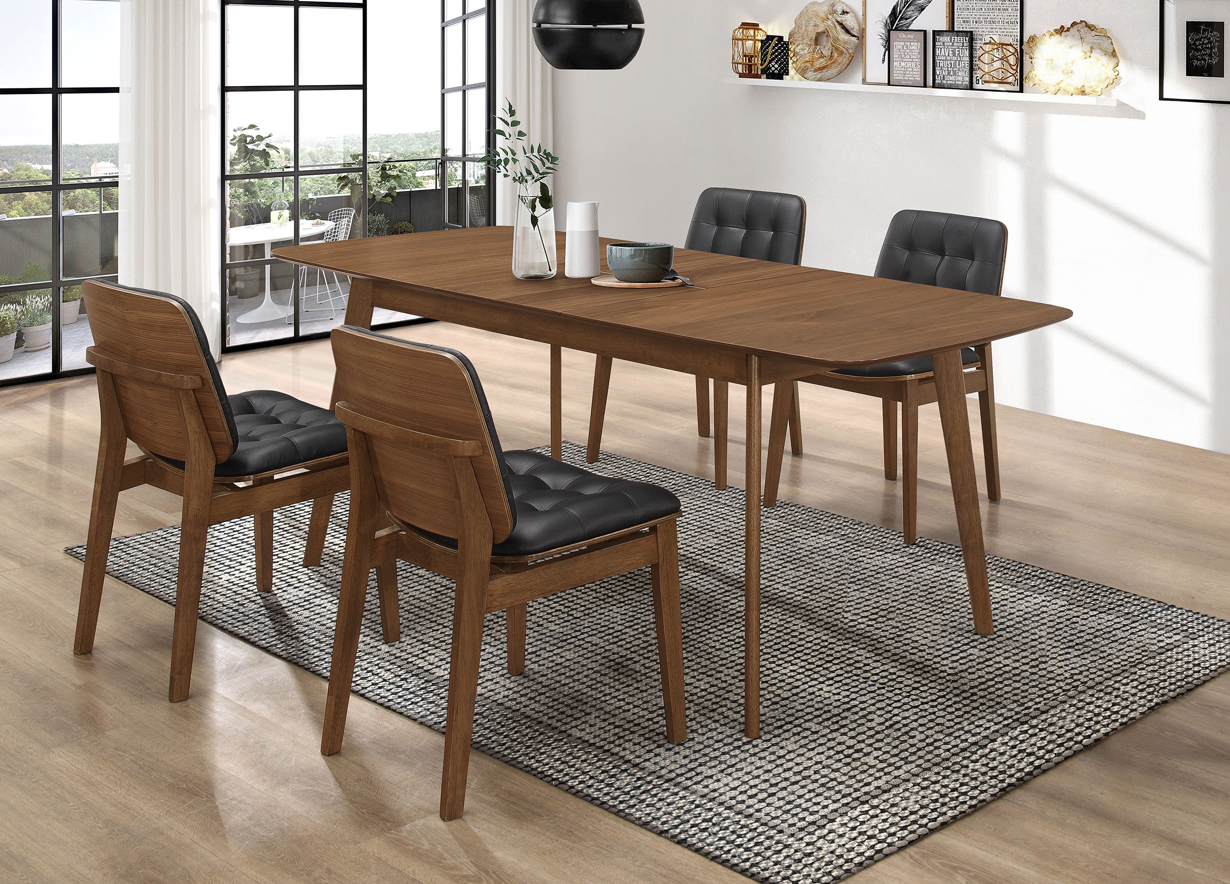 Orleans Furniture - Coaster - Redbridge Rectangular 5-piece Dining Set Natural Walnut - 106591-S5K