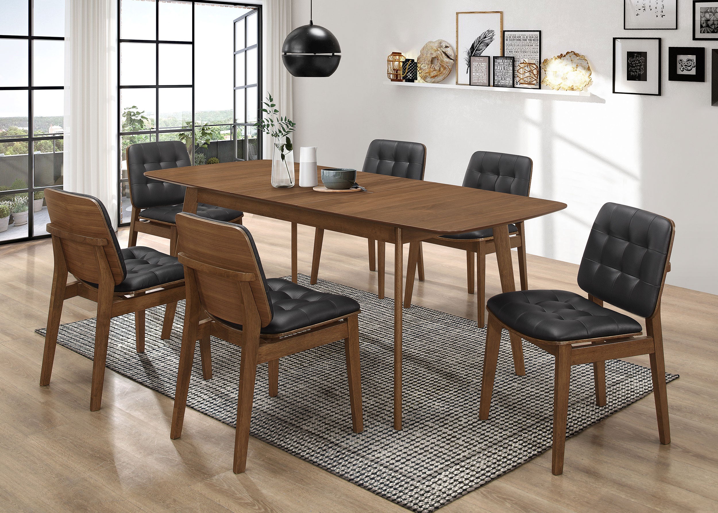 Orleans Furniture - Coaster - Redbridge Rectangular 7-piece Dining Set Natural Walnut - 106591-S7K
