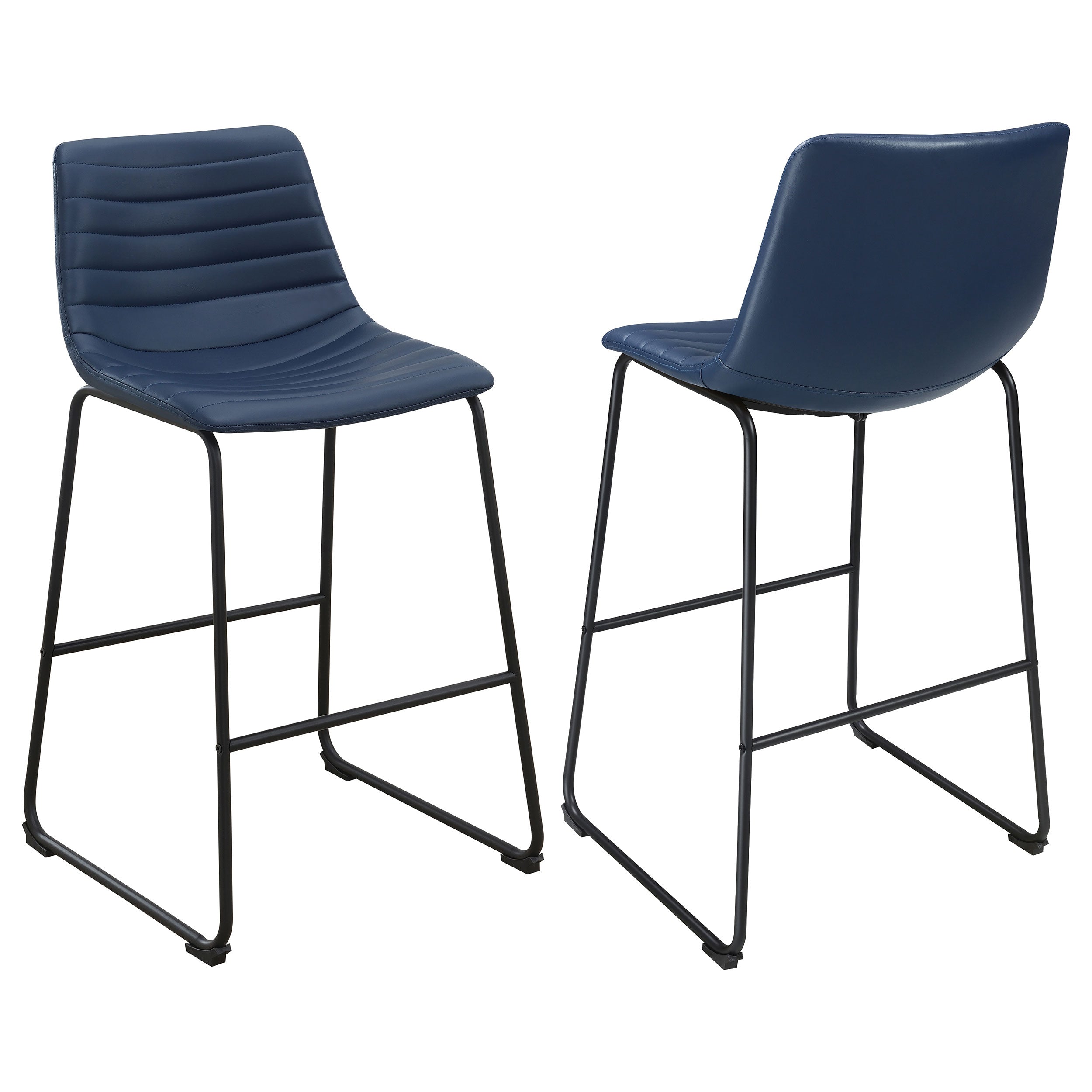 Orleans Furniture - Coaster - Zuni Faux Leather Upholstered Counter Chair Blue (Set of 2) - 107208