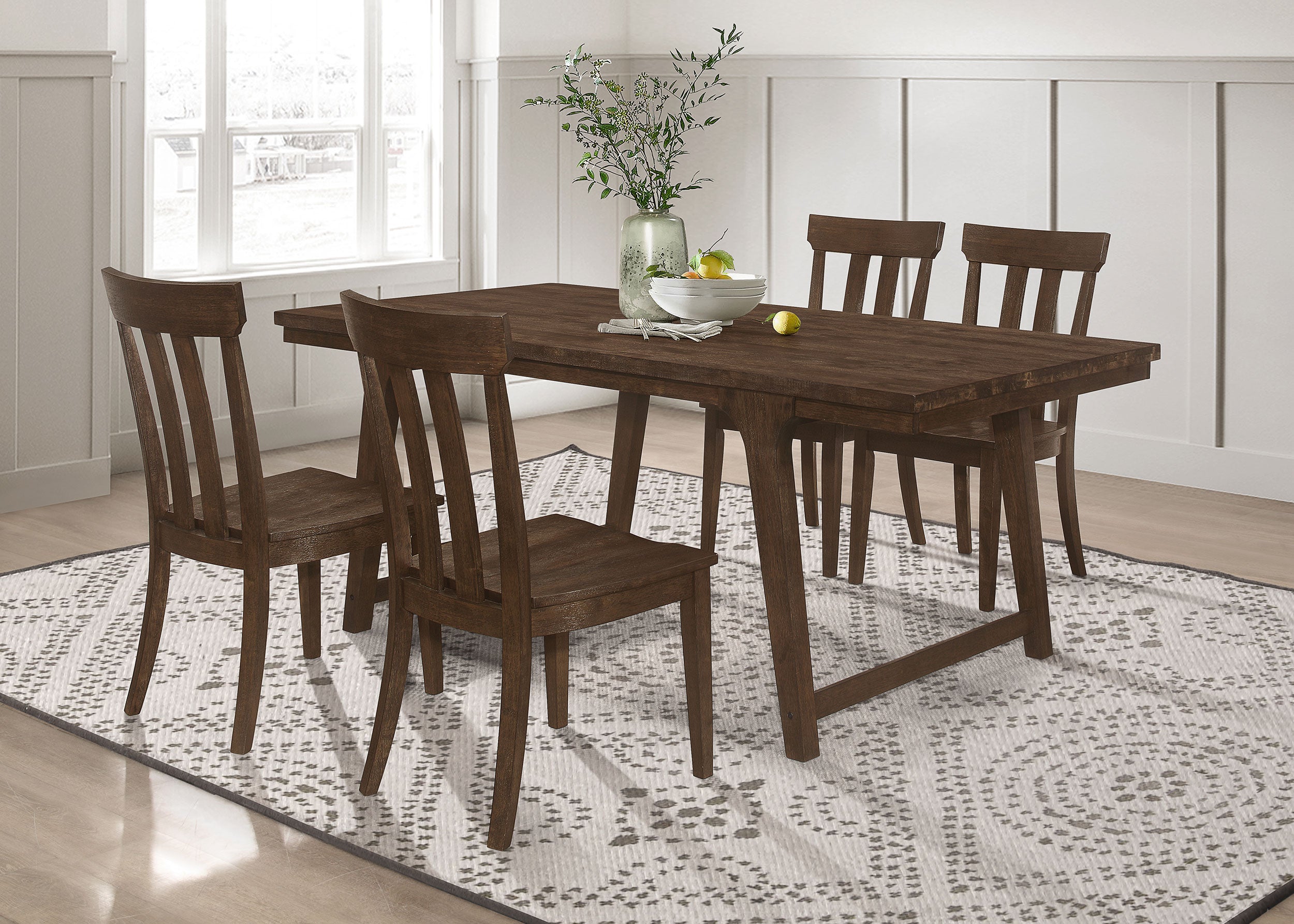 Orleans Furniture - Coaster - Reynolds 5-piece Rectangular Dining Table Set Brown Oak - 107591-S5