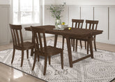 Orleans Furniture - Coaster - Reynolds 5-piece Rectangular Dining Table Set Brown Oak - 107591-S5