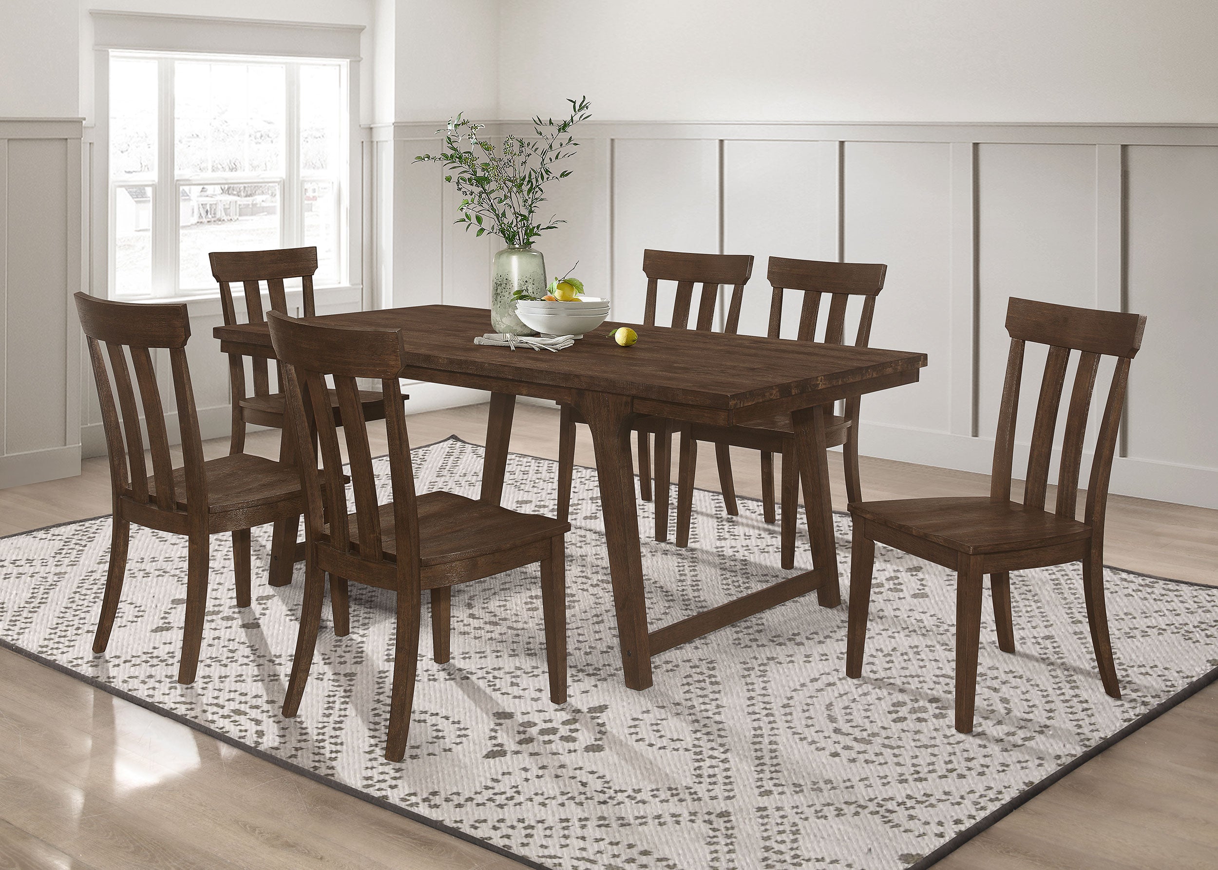 Orleans Furniture - Coaster - Reynolds 7-piece Rectangular Dining Table Set Brown Oak - 107591-S7
