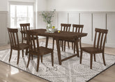 Orleans Furniture - Coaster - Reynolds 7-piece Rectangular Dining Table Set Brown Oak - 107591-S7