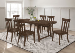 Orleans Furniture - Coaster - Reynolds 7-piece Rectangular Dining Table Set Brown Oak - 107591-S7
