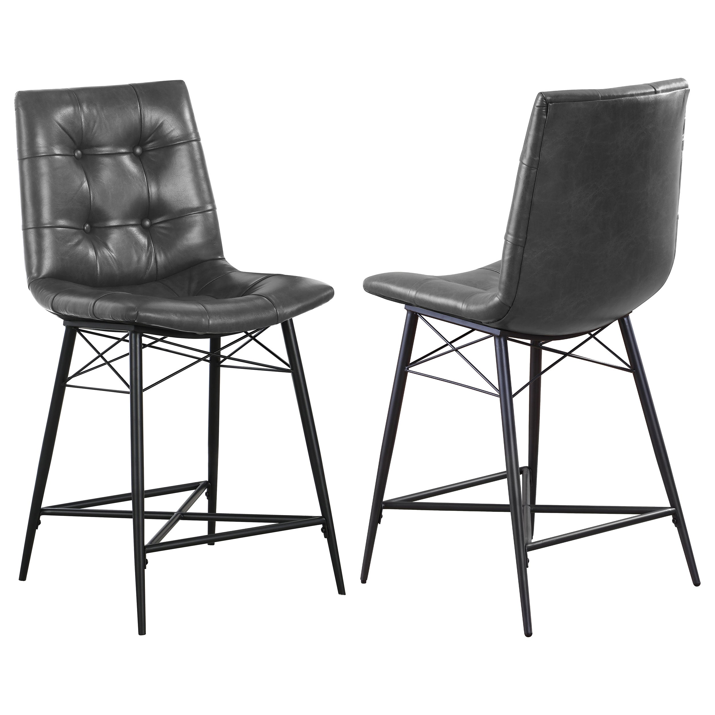 Orleans Furniture - Coaster - Aiken Upholstered Tufted Counter Chair Charcoal (Set of 2) - 107859